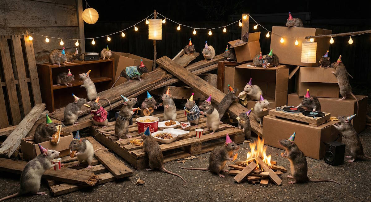 Rats partying on your junk pile