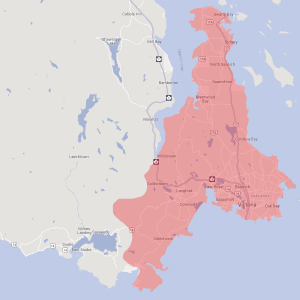Areas of service map of Victoria and peninsula