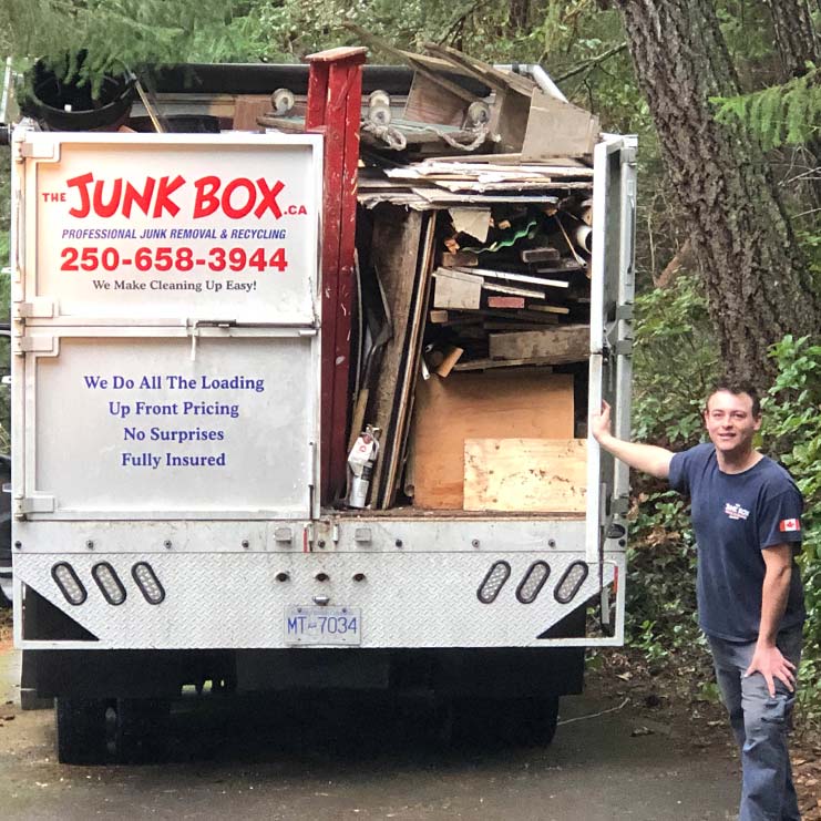 Fully loaded back of junk box truck