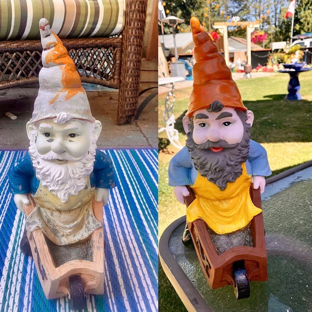hardworking gnome with wheelbarrow