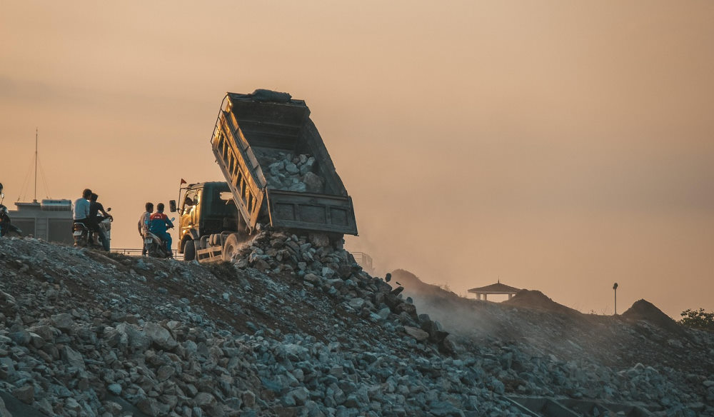 truck dumping in landfill