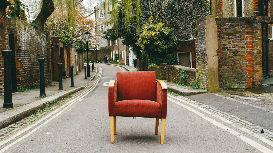 red chair in street