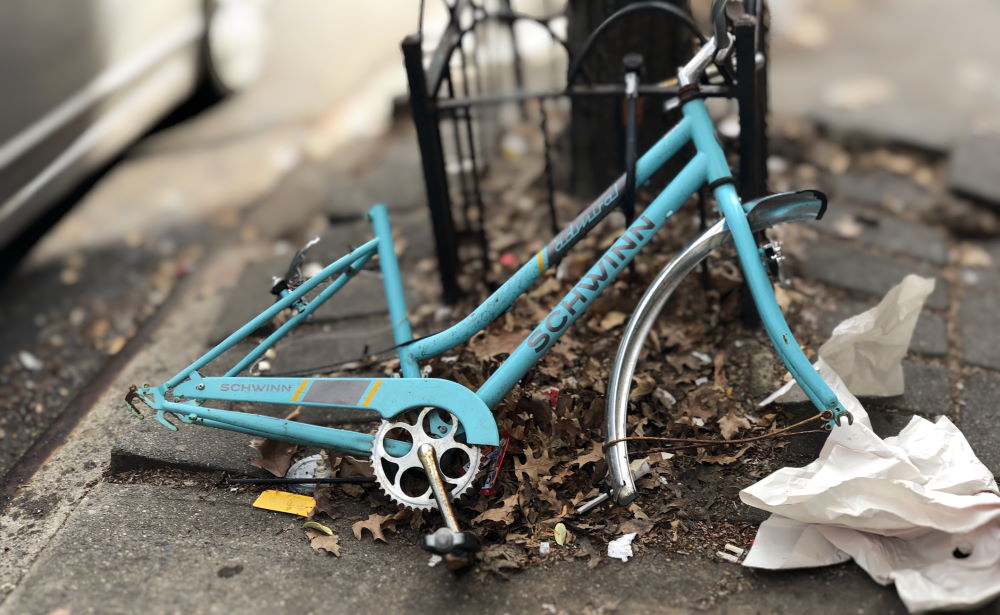 old blue bike