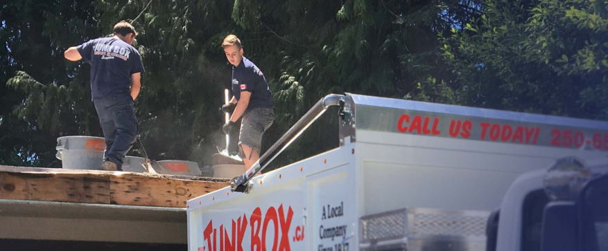 The Junk Box workers on a roof