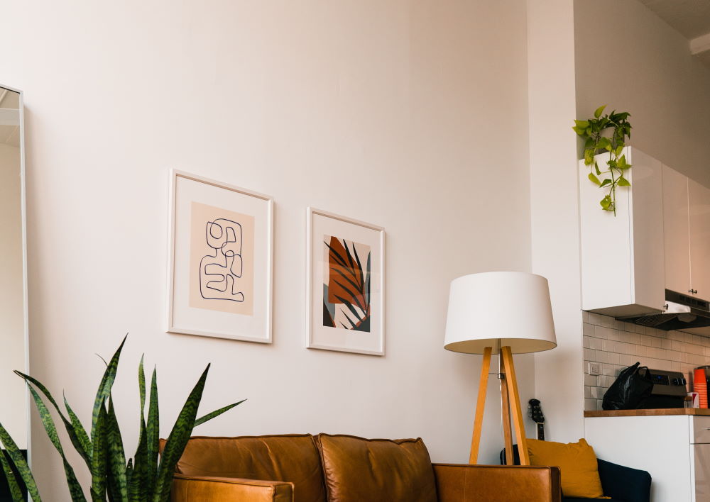 white wall in living room