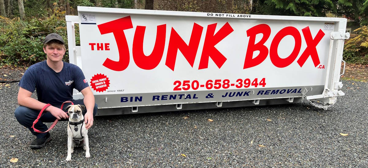 The Junk Box bin with doggo